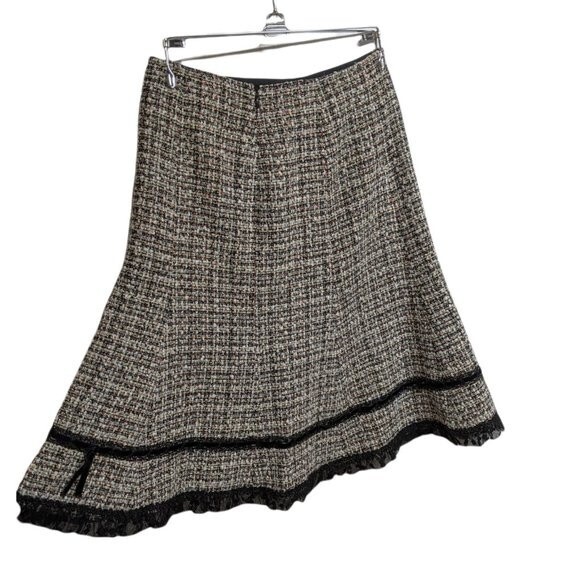 Cynthia Steffe Skirt Women Size 2 Wool Blend Tweed Circle Lace Trim - Picture 1 of 8